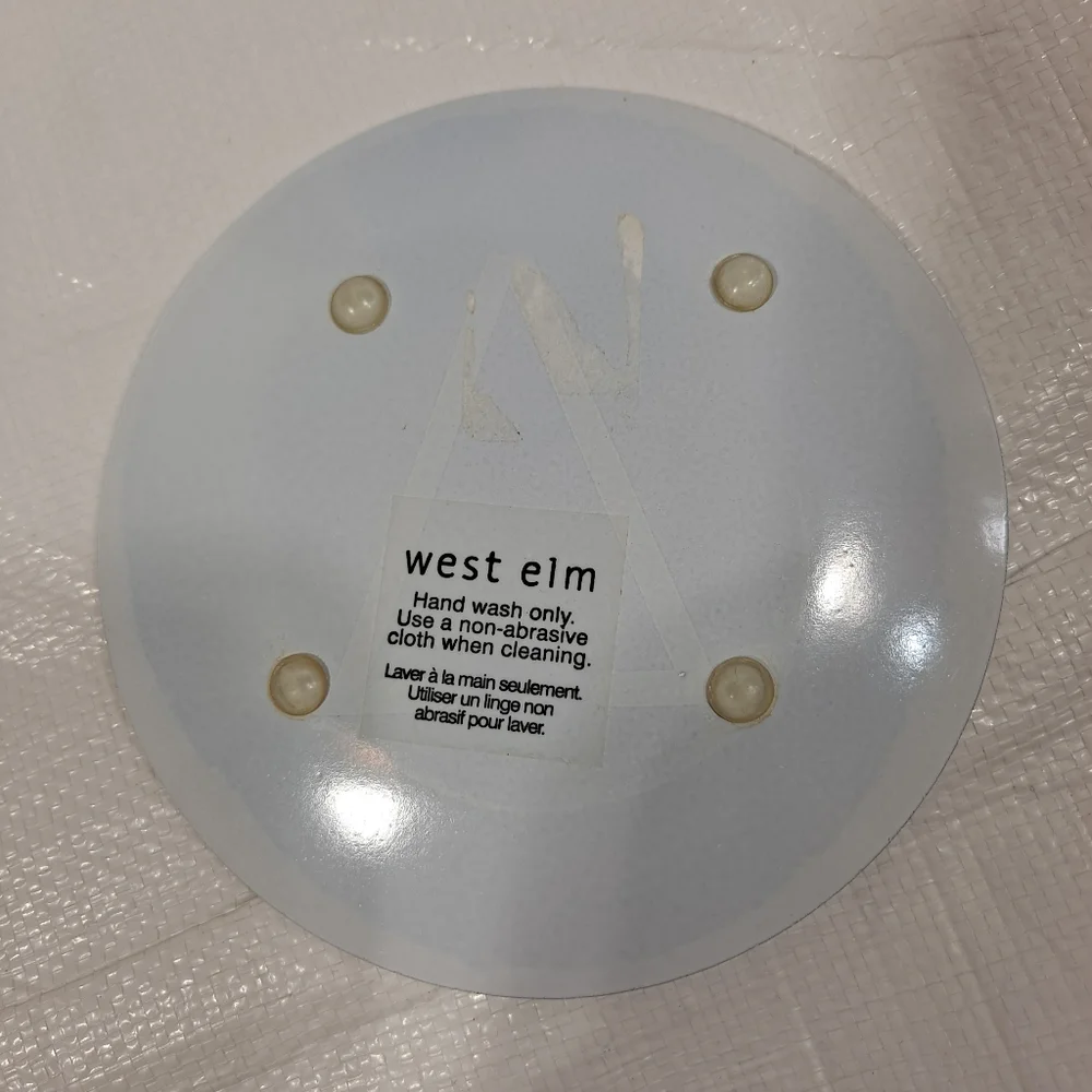 West Elm Blue Monogram V Ceramic Trinket Dish
